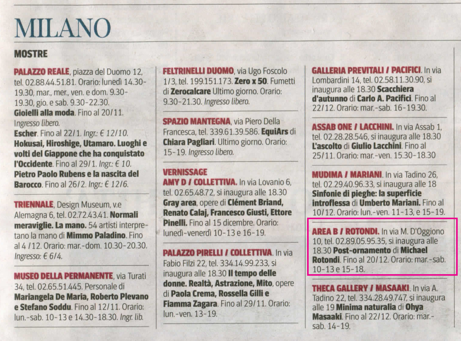 Corriere della sera, ed. Milano, 10 novembre 2016
