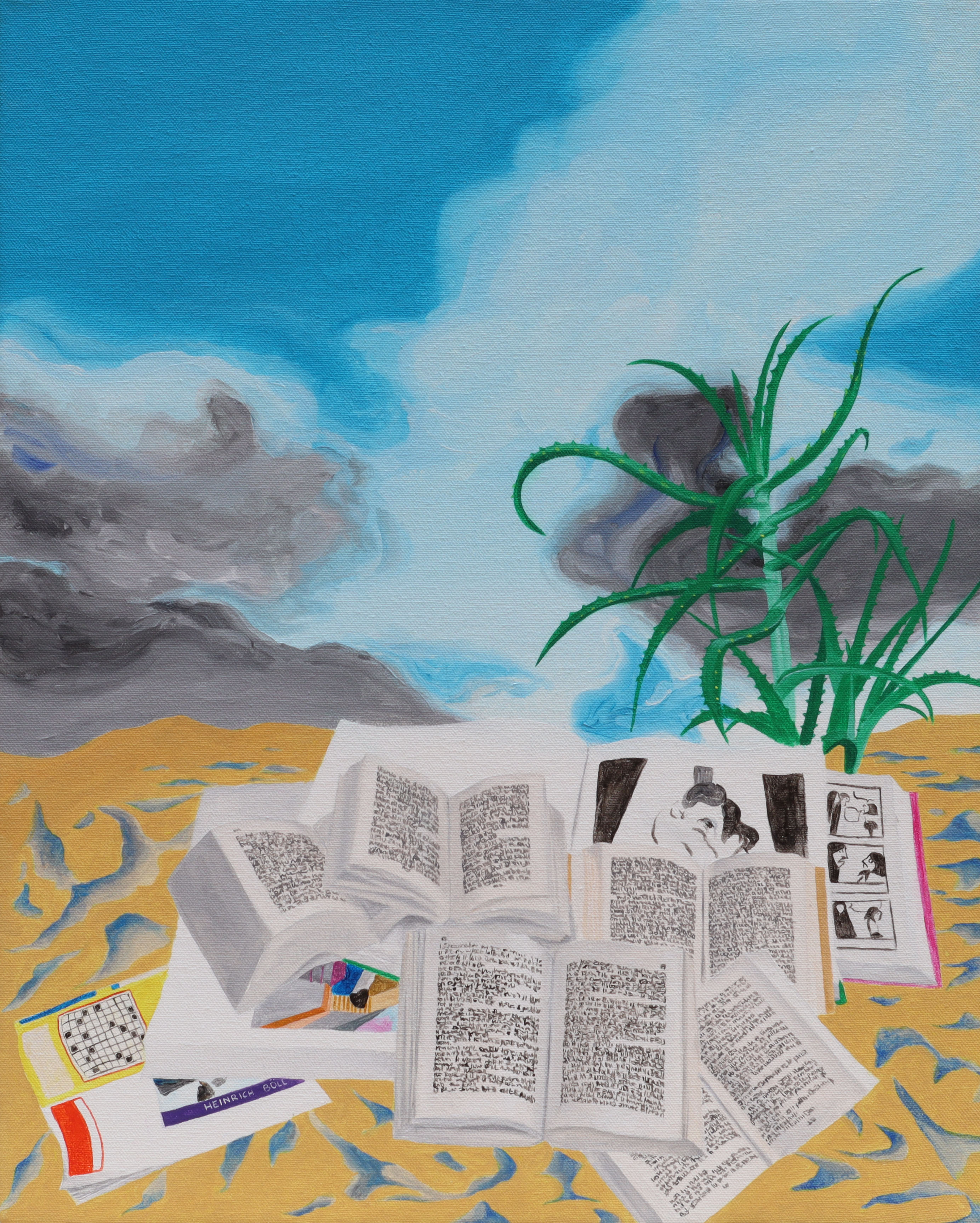Pomeriggio (Natura morta con libri), 2021. Acrilico su tela (40x50 cm)
