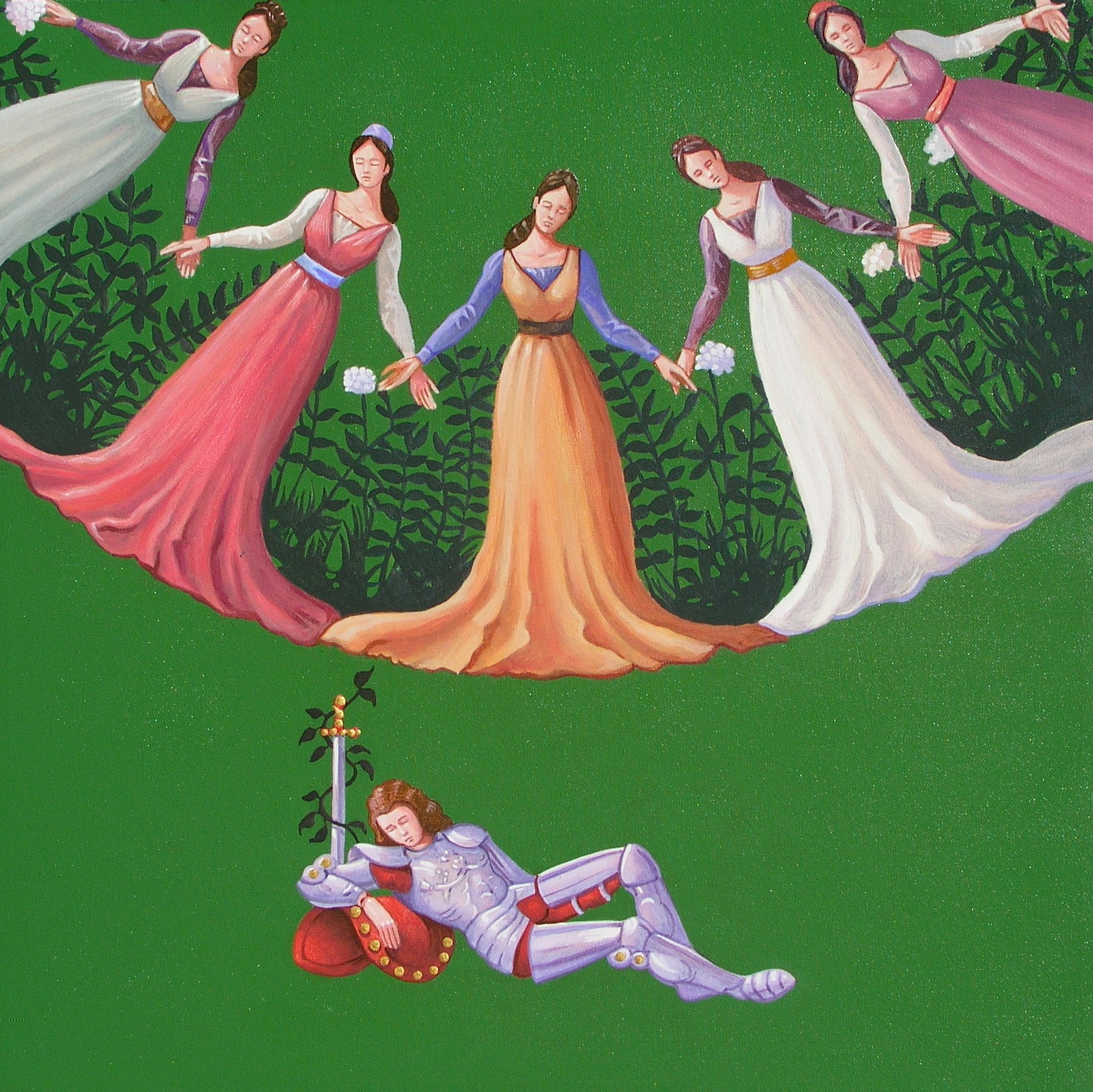 Vanni Cuoghi, Cinque volte in sogno, acrilico e olio su tela, 45x45 cm., 2013