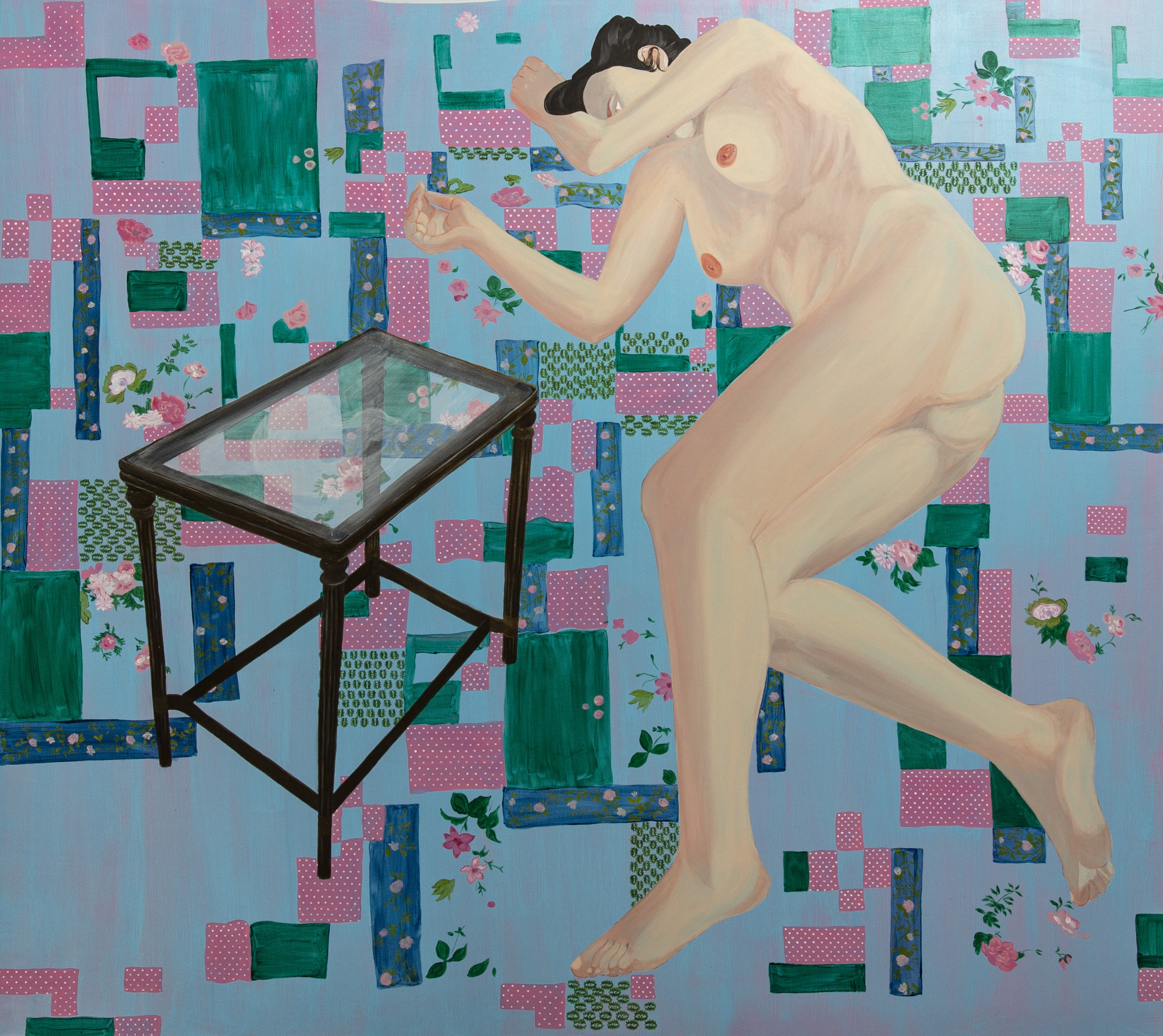 Rosa Alcool, 2020. Acrilico su tela (138x158 cm)