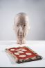Man And Pizza, 2020, Terracotta e Ingobbio. (man: 52x23x25 cm pizza: 45x32 cm)