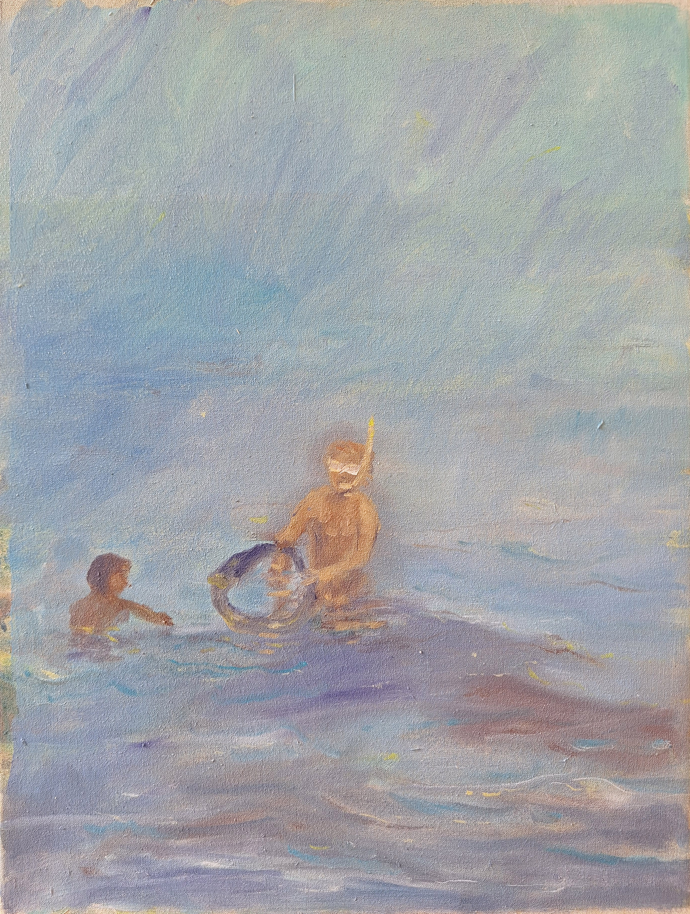 Tubo e occhiali, 2026. Olio su tela (40x30 cm)